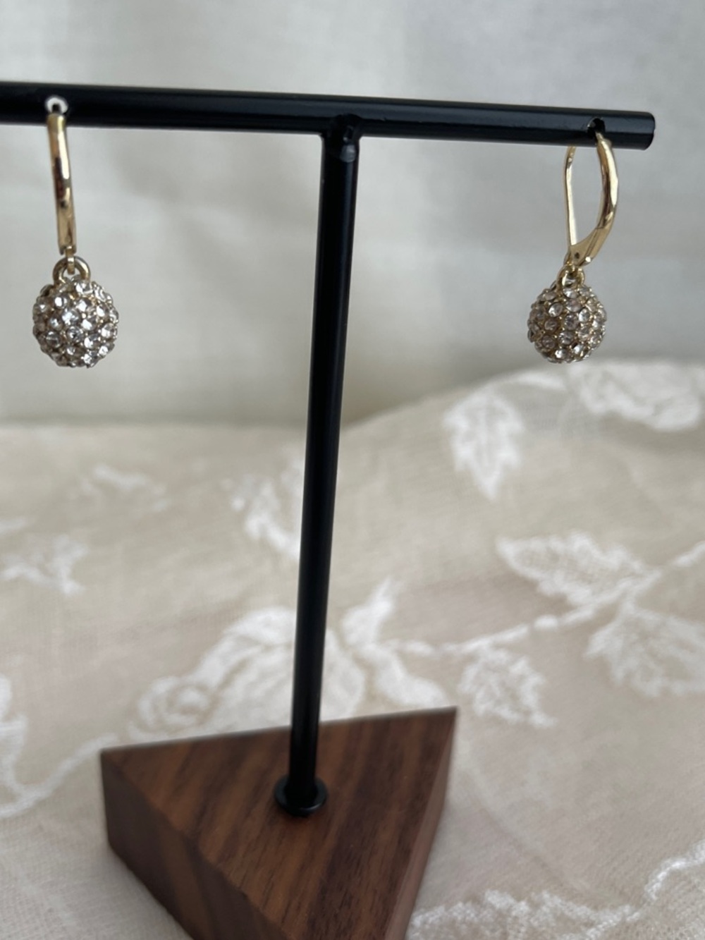 Gold-Tone Crystal Pavé Ball Drop Earrings - Sparkling Gold Dangles